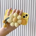 thumbnail image 4 of Yellow Phone Case with Cute 3D Braided Flower Wristband Stand and Adjustable Shoulder Strap, Shockproof Silicone Soft Case for iPhone 14, 4 of 7