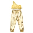 thumbnail image 4 of TiaoBug Kids Girls Jazz Hip Hop Dance Outfits Sequins Crop Top with Pants Cheerleading Dancewear Gold 10, 4 of 5
