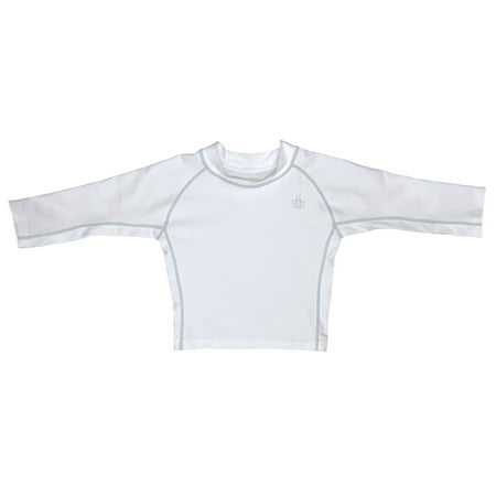 Iplay Long Sleeve Rashguard Top, Swim Shirt or Sun Shirt for Best Sun Protection Rash Guard UPF 50+ T-Shirt UPF50+ Unisex for Baby Boys or Girls Swimming or Playing -White with Gray / Grey Toddler (Best Internet Protection For Kids)