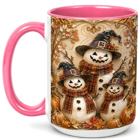 Halloween Snowman Coffee Mug, Pumpkin Witch Mug, Ceramic Cup