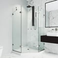thumbnail image 2 of VIGO Gemini 47 in. L x 47 in. W x 77 in. H Frameless Hinged Neo-angle Shower Enclosure Kit in Brushed Nickel with Clear Glass, 2 of 12