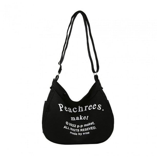 Bolso de lona para mujer, bandolera con correa ajustable para el hombro, bolso con asa superior negro