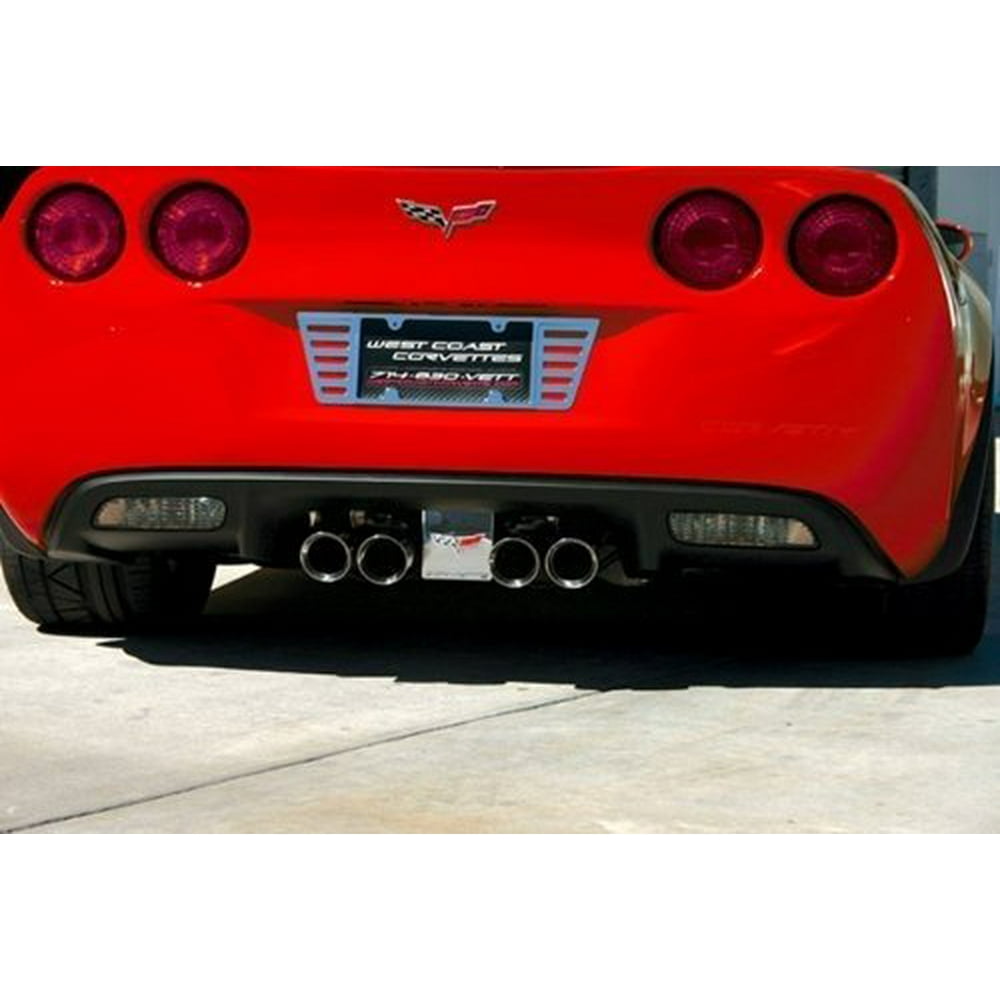 C6 Corvette Exhaust Plate Billet Chrome with C6 Logo for NPP or Corsa