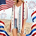 thumbnail image 5 of JULMCOMO American Flag Lightweight Cardigans for Women Red White Blue Half Sleeve Patriotic Kimono Cover Ups Summer Tops Beige S, 5 of 6