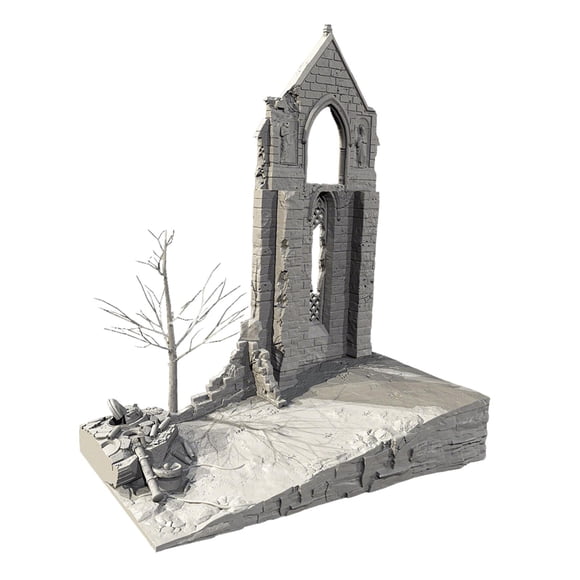 Disposición Del Escenario Del Modelo de Construcción de Casa en Ruinas para , Sin Pintar, Sin Terminar, Fondo Arquitectónico para 1/72