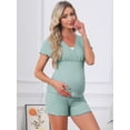 thumbnail image 3 of DARING DIVA Women's Nursing Modal Short Sleeves Postpartum Pajama Sets M Green, 3 of 7
