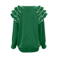 thumbnail image 7 of Zedker Women'S Solid Color Crewneck Long Sleeve Pullover Sweatshirts with Fashion Multi Pleat Sleeve, Comfy Loose Tops for Fall,Mint Green,L, 7 of 7
