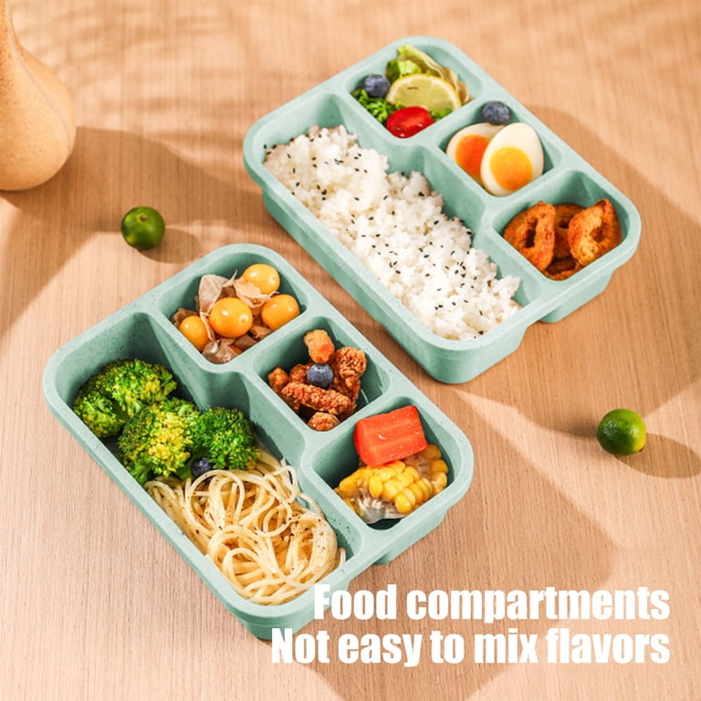 Meitianfacai Divided Lunch Box with 4 Sections, Airtight Plastic