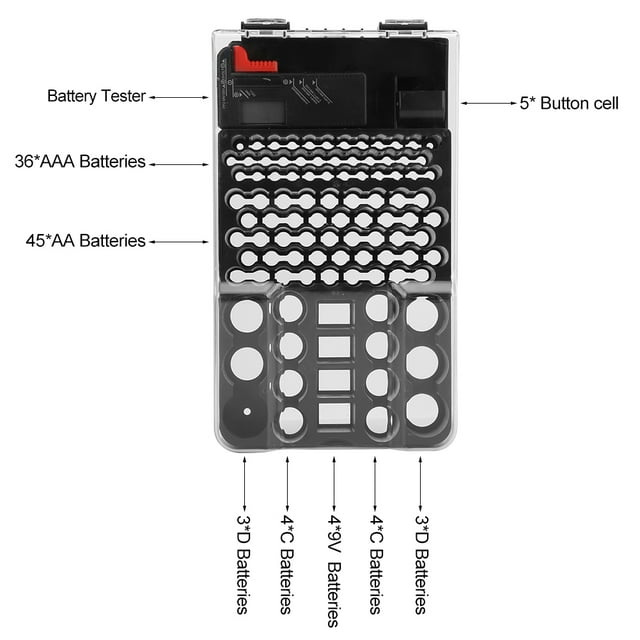 11.8x7.1x2.2in with Indicator Light Battery Carrying Case, Battery Organizer, Office Workshop