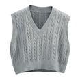 thumbnail image 2 of Sleeveless Women V-neck Knit Crop Sweater Vest Casual Argyle Knit Vest, 2 of 5
