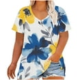 thumbnail image 3 of YOTAMI Womens Plus Size Shirts Short Sleeve Summer Floral Print V-Neck Casual Tops Loose Fit Blouses Yellow, 3 of 5