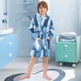 thumbnail image 5 of FORMRS Kids Bathrobe Unisex Hooded Robe Toddler Pajamas Sleepwear, Size 10-12T, Blue Pattern, 5 of 7