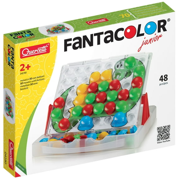 Quercetti: Fantacolor Junior Mosaic Pegboard - 48pc Button Color Matching Game, 3D Image Toy, STEM Preschool Learn & Play Activity, Toddler-Kids 2 