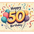 thumbnail image 4 of Happy 50 Birthday Themed Background Decorations with Balloons Stars and Streamers Backdrop Banner for Birthday Party Celebrations Photography Props and Home Decor, 4 of 4