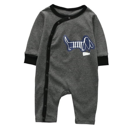 Anime Jumpsuit StylesILove Chic and Fun Animal Character Infant Baby Boy Long Sleeve Cotton Jumpsuit Outfit (95/18-24 Months, Slate Doggy) ()