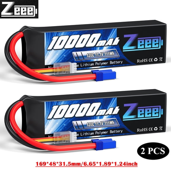 Zeee 11.1V 3S Lipo Battery 10000mAh EC5 120C Soft Case for RC Car Airplane Truck