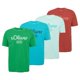 thumbnail image 1 of s.Oliver Camiseta para hombre, pack de 4 - básica, estampado logo, cuello redondo, algodón Rojo/Turquesa/Turquesa/Verde M (Medium), 1 of 7
