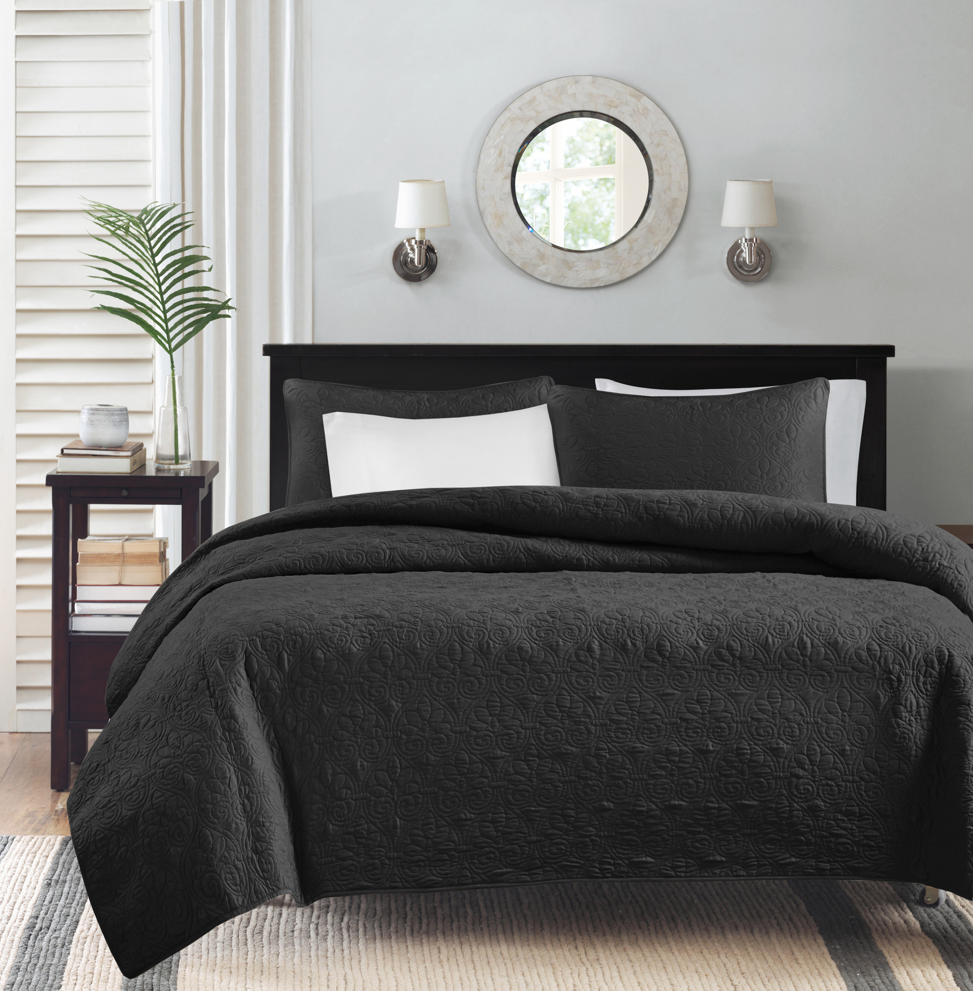 Home Essence Vancouver Super Soft Reversible Coverlet Set, Black, Full/Queen - image 3 of 10