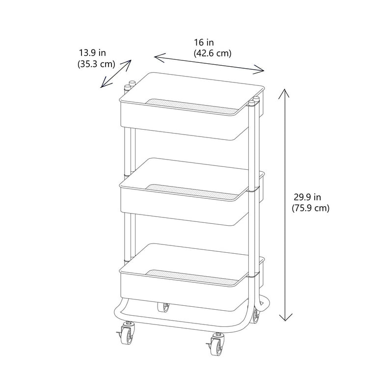 Lexington 3-Tier Rolling Cart by Simply Tidy - Mobile Metal