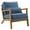 Blue, variant on Zimtown Arm Chair, Solid Oak Wood Accent Chair, Upholstered Golden Thai PU Leather Single Chair, Dark Brown