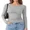 Gray, variant on Women's Built-in Bra Long Sleeve Basic Tops Scoop Neck Ruched Shirts