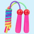 thumbnail image 4 of Ergonomic Design Tangle-Free Children Skipping Rope Rainbow Striped Print Wooden Handle Adjustable Length Jump Rope Sports Goods, 4 of 7
