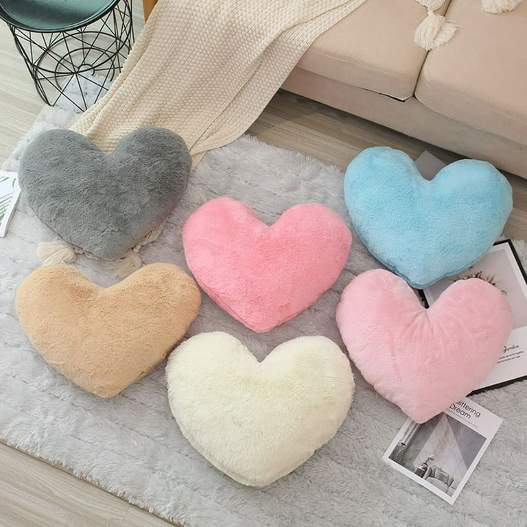 Hesroicy Throw Pillow Nice-looking Full Filling Good Fluff Soft Comfortable  Plush Fluffy Heart Shape Cushion Toy Home Decoration