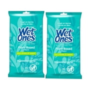 Wet Ones Antibacterial Plant Based Fiber Hypoallergenic Hand Wipes, 20 Count - Pack of 2