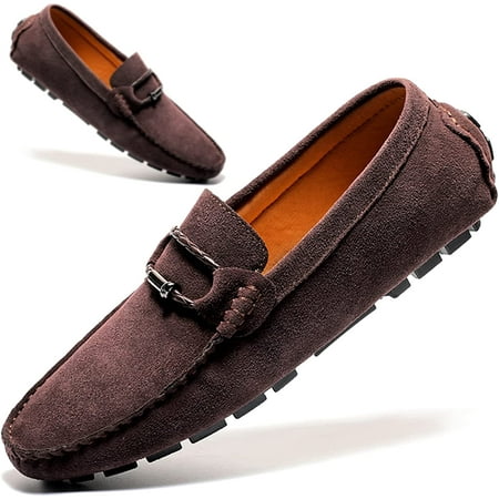 Men s Suede Leather Flat Loafers Casual Moccasins Suit Slip-ons Dress Shoes
