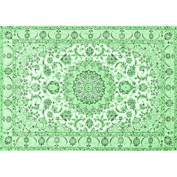 Ahgly Company Indoor Rectangle Medallion Emerald Green Traditional Area Rugs, 5' x 7'