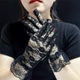 thumbnail image 2 of Sunvit-Panties Womens Black Vintage Lace Gloves - Short Ruffled Cuff, Floral Pattern, Stretchy Sun Protective Gloves, One Size Fit for Wedding Party Daily Wear,Size Free Size, 2 of 4