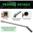 thumbnail image 3 of Extended Magnetic Spark Plug Socket, 3/8" Drive 12 Point Spark Plug Wrench for Quick Removal & Installation, Spark Plug Removal Tool for Most Cars, Car Accessories, 3 of 6