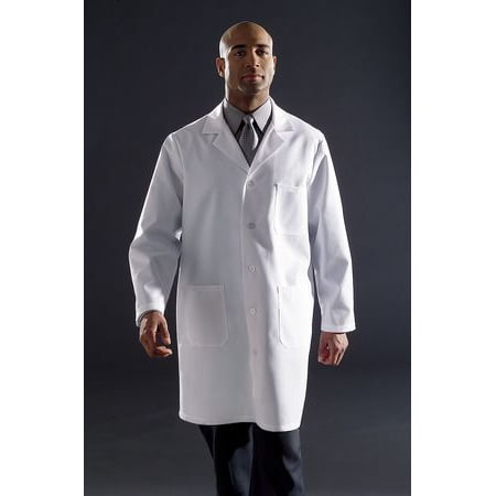 MDT12WHT34E Collared Lab Coat, White, 39 In. L, Unisex
