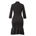 thumbnail image 4 of Afinprain Womens Clergy Dress 3/4 Sleeve Mermaid Hem Black Dresses with Tab Collar, 4 of 6