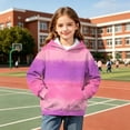 thumbnail image 6 of LEKWK Hoodies for Girls Gradient Print Warm Long Sleeve Hooded Pullover Sweatshirt with Kangaroo Pocket Lightweight Tops Fall Winter Back to School Uniforms Outdoor Size 3-14 Years, 6 of 9