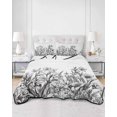 thumbnail image 3 of Wildflower Leaf Queen Size Down Alternative Comforter, Lightweight Comforter Quilt Bedding Set with Pillow Shams Grey Floral Botanical White Watercolor All Seasons Bed Comforter Duvet Insert 90"x96", 3 of 7