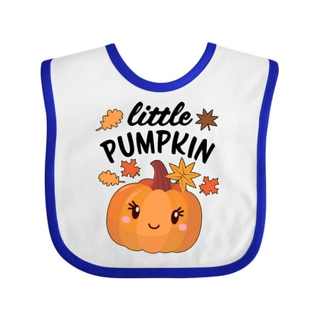 

Inktastic Cute Little Pumpkin with Fall Leaves Boys or Girls Baby Bib