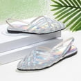 thumbnail image 7 of KEGIRLOM Women's Fashionable Casual Mesh Hollow-Out Pointed Toe Closed-Toe Colorful Sandals Shoes Silver 6, 7 of 7