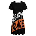 thumbnail image 4 of Ready To Race White And Orange Dress Fashion Beach Short Sleeve Dresses Female Party Printed Sundress, 4 of 7