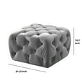 thumbnail image 4 of Button Tufted Velvet Fabric Upholstered Wooden Ottoman Gray, 4 of 5