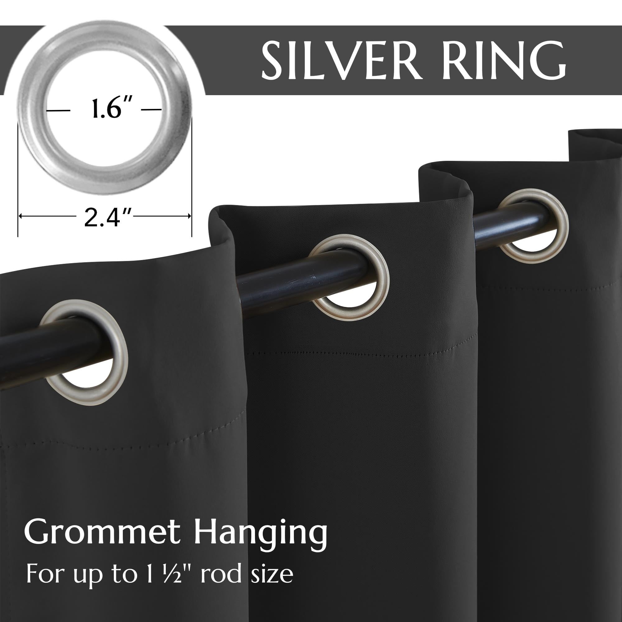 Curtainking Grommet Curtains Thermal Insulated Blackout Curtains for Nursery, Black, 40x45 inch, 2 Pcs