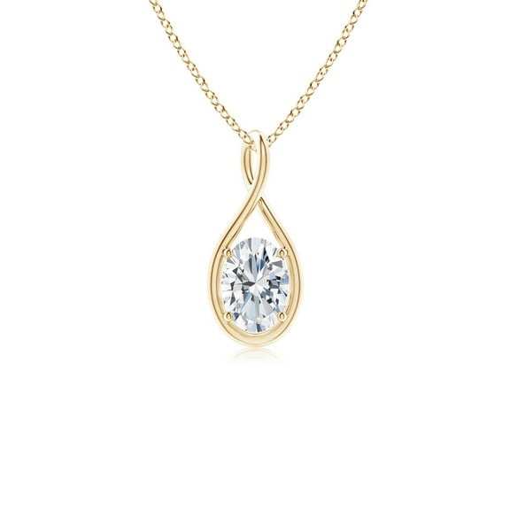 ANGARA Lab Grown Diamond Twist Bale Pendant for Women in 14K Yellow Gold (Size-7.3x5.2mm| Color-F-G| Clarity-VS) | April Birthstone, Anniversary, Jewelry Gift for Women | Lab-Grown Diamond Necklace