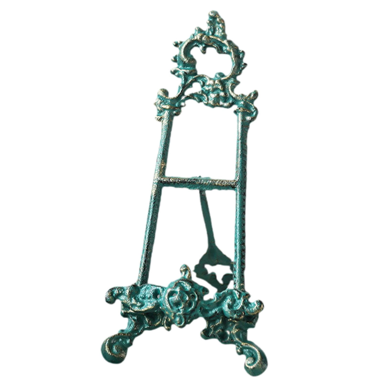 Display Stand Metal Easel Stand Decorative Blue Design for Collectibles Photos Books Ornaments