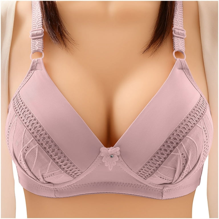 XFLWAM Breathable Bras for Women Wireless Push Up Comfort Everyday Bra  Lightly Lined Wireless Full-Coverage Tshirt Bras with Support Pink S