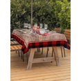 thumbnail image 2 of Outdoor Tablecloth with Umbrella Hole and Zipper, Christmas Truck Rectangle Table Cloth 60x84 Inch Waterproof Tablecloth, Farmhouse Buffalo Check Snowflakes Brown Wood Picnic Table Cover for Patio, 2 of 7