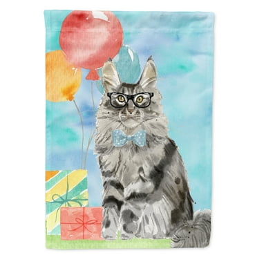 Carolines Treasures CK3169CHF Maine Coon Happy Birthday Flag Canvas House Size  Large multicolor