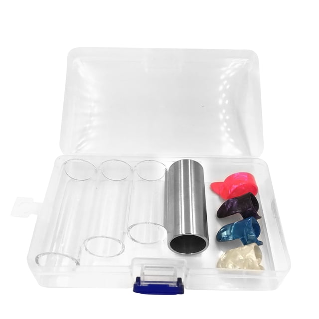 JIAHAOO Guitar Slide Set with Celluloid Picks Enhance Sound with Glass & Stainless Steel Slides, 4 Picks