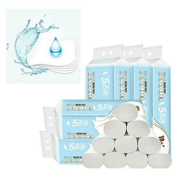 12 Rolls Toilet Paper Bulk Bath Tissue Bathroom Soft Strong 5 Ply Toilet Papers for Home Kitchen