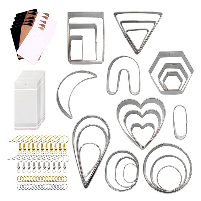Muyoka Cortadores de arcilla polimérica, cortador de aretes de arcilla de bricolaje multipropósito de acero inoxidable con tarjetas para los oídos, ganchos, anillos, bolsas de plástico, herramientas p Muyoka Hogar