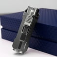 thumbnail image 3 of Metal Torch Lighter, Multi-Angle Polished Windproof Refillable Butane Direct Blue Triple Flame Lighter with Lid, Made of Zinc Alloy, Easier to Use for Better Experience (Not Included Butane), 3 of 7